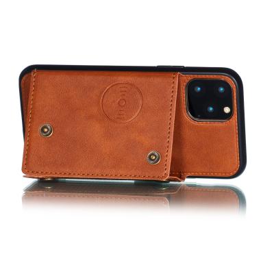 China The latest popular shockproof casual leather phone case with holder in 2021 can insert credit card for iphone11pro maxi cell phone case for sale