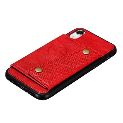 China The latest popular shockproof casual leather phone case with holder in 2021 can insert credit card for iphone X xr mobile phone case for sale