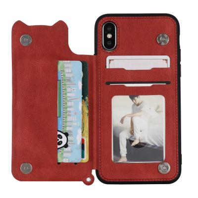 China Shockproof With Stand With Cards Retro Vintage Leather Cover Vintage Slim Fit PU Leather Cell Phone Case For iPhone XR for sale