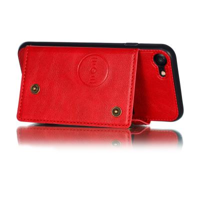 China The latest popular shockproof casual leather phone case with holder in 2021 can insert credit card for iphone 8 mobile phone case for sale