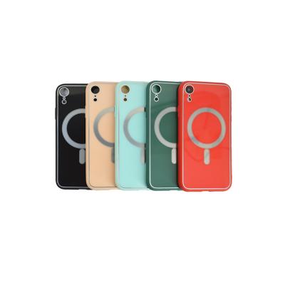 China Anti-drop new mobile phone case with magnetic absorption and radio charging glass back cover is suitable for iphone11iphone12 for sale