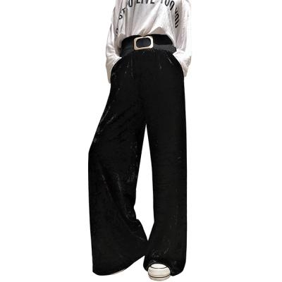 China Anti-wrinkle velvet comfortable thin plaid woolen fabric padded velvet pants for ladies for sale