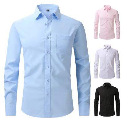 China Fashion Business Stretch Slim Long Sleeve Men′s Shirt Wholesale Supply for sale