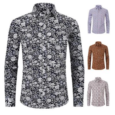 China Men′s New Printed Long Sleeve Shirt Loose Large Size Men′s Wear for sale