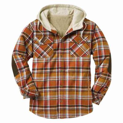 China Men′s Lined Hooded Flannel Shirt Jacket for sale