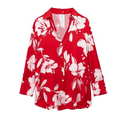 China Loose Slimming Floral Print Shirt Women Blouse Top for sale