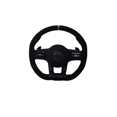 China Refit Apply To W204 W205 W211AMG Yellow Black Knight Full Suede Steering Wheel for sale