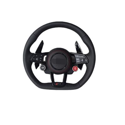 China Sports Apply A-Series RS-series R8 Carbon Fiber Paddle Leather Perforated Full Steering Wheel for sale