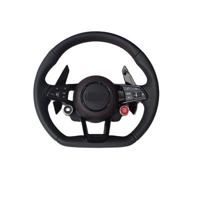 China Sports Apply A-Series RS-Series R8 Suture Leather Perforated Red Paddle Full Steering Wheel for sale