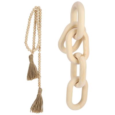 China Europe Custom 55 Cm Links Chain And Garland Beads With Tassels For Wooden Home Decor for sale