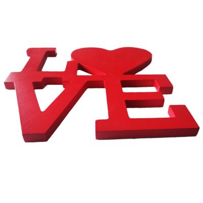 China Love Horizontal Wooden Red Valentine's Day Ornament Letter Wooden Decoration for sale