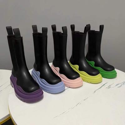 China New Disposable Couples Boots Plus Size High Quality Thick-soled Tube Boots Smoke Tube Green Bottom Chelsea Boots For Women For Winter for sale