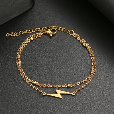 China Classic Fashion Style Double Layer Stainless Steel Lightning Lead Nickel Free Bracelets Bangles For Women Fashion Jewelry Friends Fine Gifts for sale