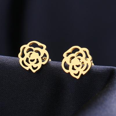 China Rose Flowers Fashion Lead Free Classic Lead Free Classic Stainless Steel Simple Stud Earrings Stud Earrings For Women Jewelry Wedding Party Gifts for sale