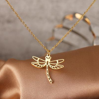 China Fashion Lead Free Nickel Free Necklace Dragonfly Necklaces Stainless Steel Pendant Chain Necklace For Women Jewelry Party Gifts Best for sale