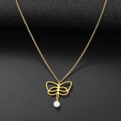 China Stainless Steel Nickel Free Lead Free Necklaces Aesthetic Butterfly Beads Pendant Chains Choker Necklace For Women Jewelry Wedding Gifts for sale