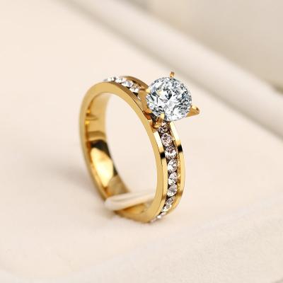 China 316L Stainless Steel Ring Crystal Rings For Women Circle CZ Trendy Fashion Engagement Jewelry Gifts Wholesale for sale