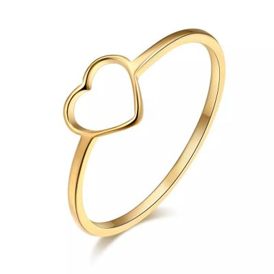 China New Fashion Trendy Gold Color Best Friend Luckyoverflow Stainless Steel Heart Shaped Wedding Rings For Woman Jewelry Gift for sale