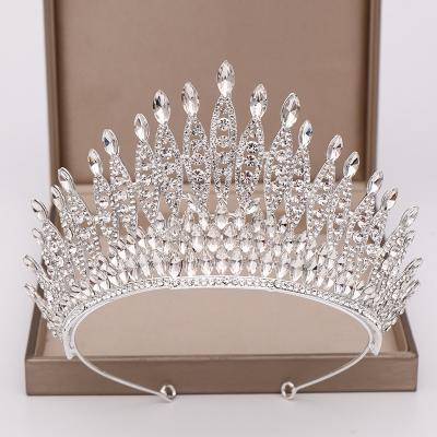 China / Marvili New Arrival Accessories Tiaras High End Atmospheric Baroque Zircon Alloy Gold CZ For Pageant Queen Crowns Grand Wedding for sale