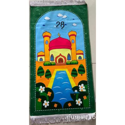 China Multi Color Washable Pattern Super Soft Cartoon 3d Printed Islamic Prayer Blanket Muslim Folding Prayer Blanket Mat For Kids Children for sale