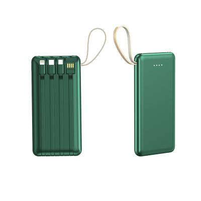 China LED Display Support OEM Customize High Quality Power Bank Portable Charger 10000mAh Powerbank Built-in 4 Cables for sale