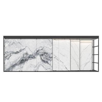 China Factory Custom Panel Slide Tile Display Rack Push Pull Showroom Agglomerated Stone Slab Sliding Tile Display Rack for sale