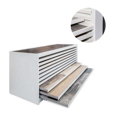 China High Quality Cabinet Metal Push Pull Quartz Drawer Display Cabinet Factory Sample Panel Holder Tile Drawer Type Display Rack for sale