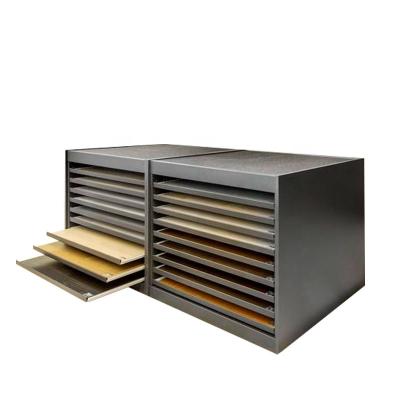 China Factory Wholesale Standing Showroom Metal Drawer Floor Tile Sample Drawer Display Rack Stone Cabinet for sale