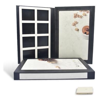 China Cutsom Cardboard Professional Display Granite Foldable Sample Book New Arrive Acrylic Logo Stone Tile Small Sample Display Stand Holder Box Tower Desktop Quartz for sale