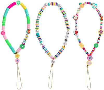 China Strap For Phone Universal Mobile Phone Lanyard Cute Rainbow Color Girly Style Wristband Camera Car Key Fixed Phone Chain for sale