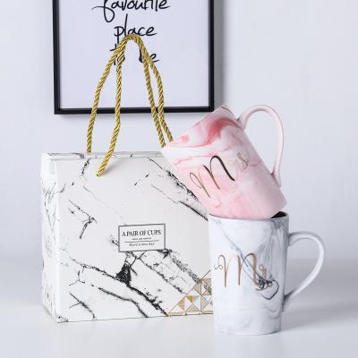 China Sustainable Custom logo marble 12 oz coffee flamingo ceramic mr and mrs sublimation mugs couple mug gift set for sale