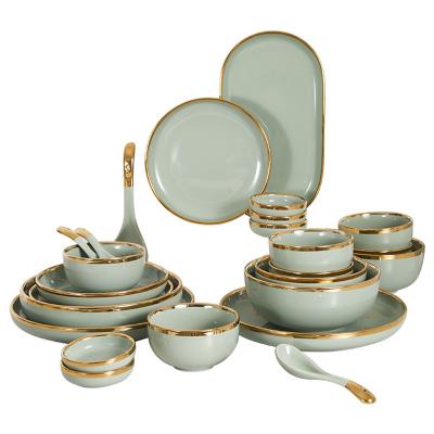 China Sustainable Lowest Price Plates Sets Dinnerware Modern Crockry Dinnerware Sets Ceramic Dinnerware Set for sale