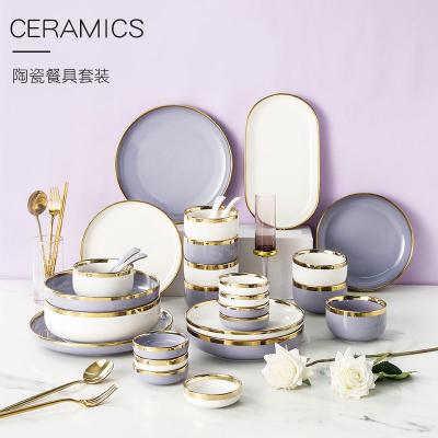 China Sustainable Best-Selling Quality Luxury Plates Sets Nordic Dinnerware Set Serving Dish Plate Porcelain Pasta Plate for sale