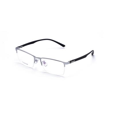 China Lightweight Flexible Half Square Rim Optical Glass Eyewear Unisex Titanium Frame for sale