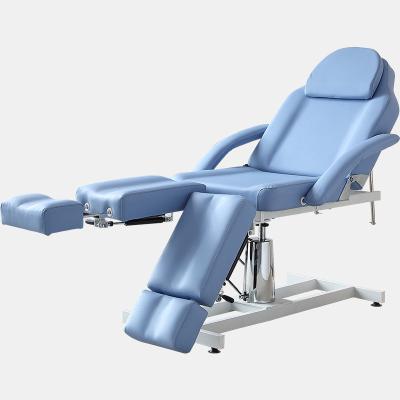 China 2023 China Real Beauty Spa Bed Beauty Top Selling Hydraulic Mass Lift Chair Adjustable Lifting Salon Furniture Latest With Split Legs for sale