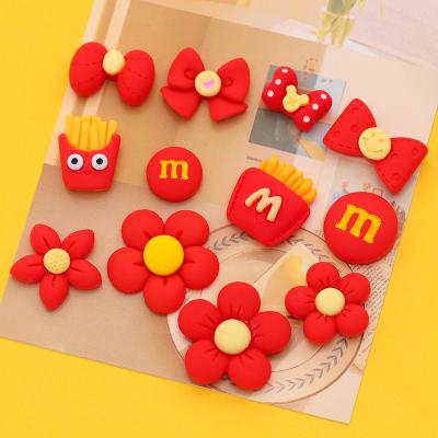 China Europe Wholesale Kawaii Red Series Small Flower Bow Resin Opens Diy Hair Clip Phone Cover Accessories 3D Flat Back Sticker for sale