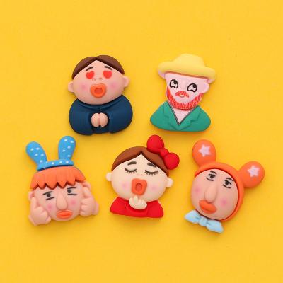 China Europe Cartoon Man Resin Cabochon Funny Flatback Ugly Head Charm Cabochon Diy Home Decoration Accessories for sale