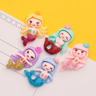 China Europe Mix Cute Mermaid Resin Cabochons Kawaii Mermaid Flat Back Princess Accessories for sale