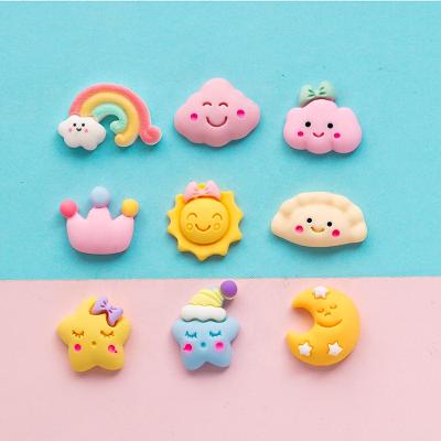 China Europe Hot Selling Rainbow Diy Resin Accessories Kawaii Flatback Cute Cloudy Resin Cabochon for sale