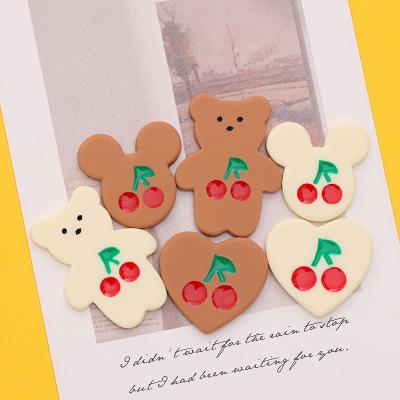 China Cherry Bear Flat Back Cabochon Cartoon Diy Resin Animal Europe Kawaii Open Pin Craft Bag Scrapbooking Hair Jewelry Accessory for sale