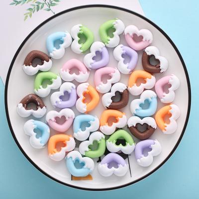 China Europe Kawaii Simulation Food Love Donuts Earrings Diy Parts Accessories Craft Resin Miniature Doll's Room Decorate for sale