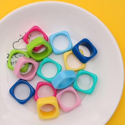 China Europe Acrylic Resin Candy Colored Ring Flat Back For Women Loop Ring Cabochons Candy Cabochons Fruit Candy for sale