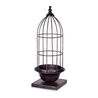 China Eco-friendly Birdcage Planter Pot With Flowerpot Indoor Stand Holder Wrought Iron Creative Vase for sale