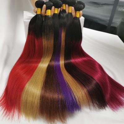 China Different styles can be made factory wholesale dyed ombre color hair bundles, brazilian colored hair extensions in stock for sale