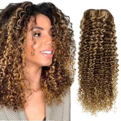 China Curly Curly Clip In Brown And Blonde Curly Hair Extensions Accented Curly Curly Clip In Hair In Stock for sale