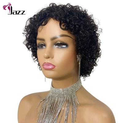 China Popular Natural Black Brazilian Pixie Frontal Lace Hair 13*6 Curly Short Wig Transparent High Quality Wholesale Curly Lace Hair for sale