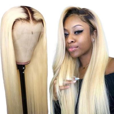 China Wholesale Pre-Pluncked Ombre 1B 613 Blonde Brazilian Natural Straight Lace Front Human Hair Wigs For Black Women for sale