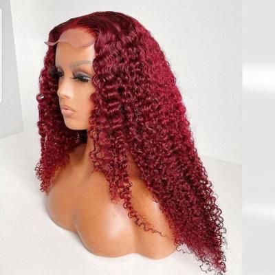 China Yexin Body Wave Brazilian Burgundy 99j Human Hair Lace Front Wig Red Colored Curly, 1B Burgundy 99j Red Color Curly Lace Closure Wig for sale