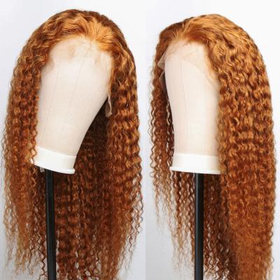 China Deep Wave Accented Deep Wave Ginger Hair Lace Front Wig, Curly Accented Wigs Full Orange Color Ginger Hair Lace Front Wigs for sale