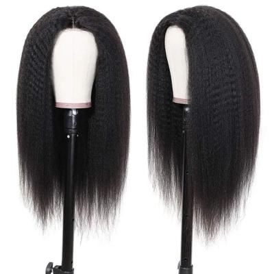 China Best Quality 180% Density Real Natural Black Brazilian Popular Straight Human Hair 13*4 13*6 Curly Straight Wig For Women for sale